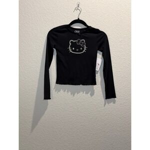 The Childrens Place Kids Hello Kitty Rhinestone Top Black L 10/12